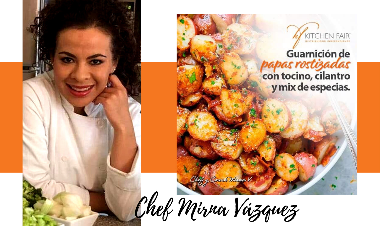 Receta Guarnición de papas rostizadas con cilantro y tocino ahumado - Chef Mirna Vázquez